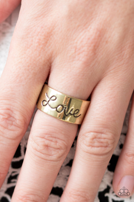 Love Hard - brass - Paparazzi ring