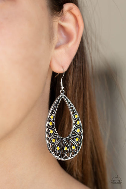 Love to be Loved-yellow-Paparazzi earrings