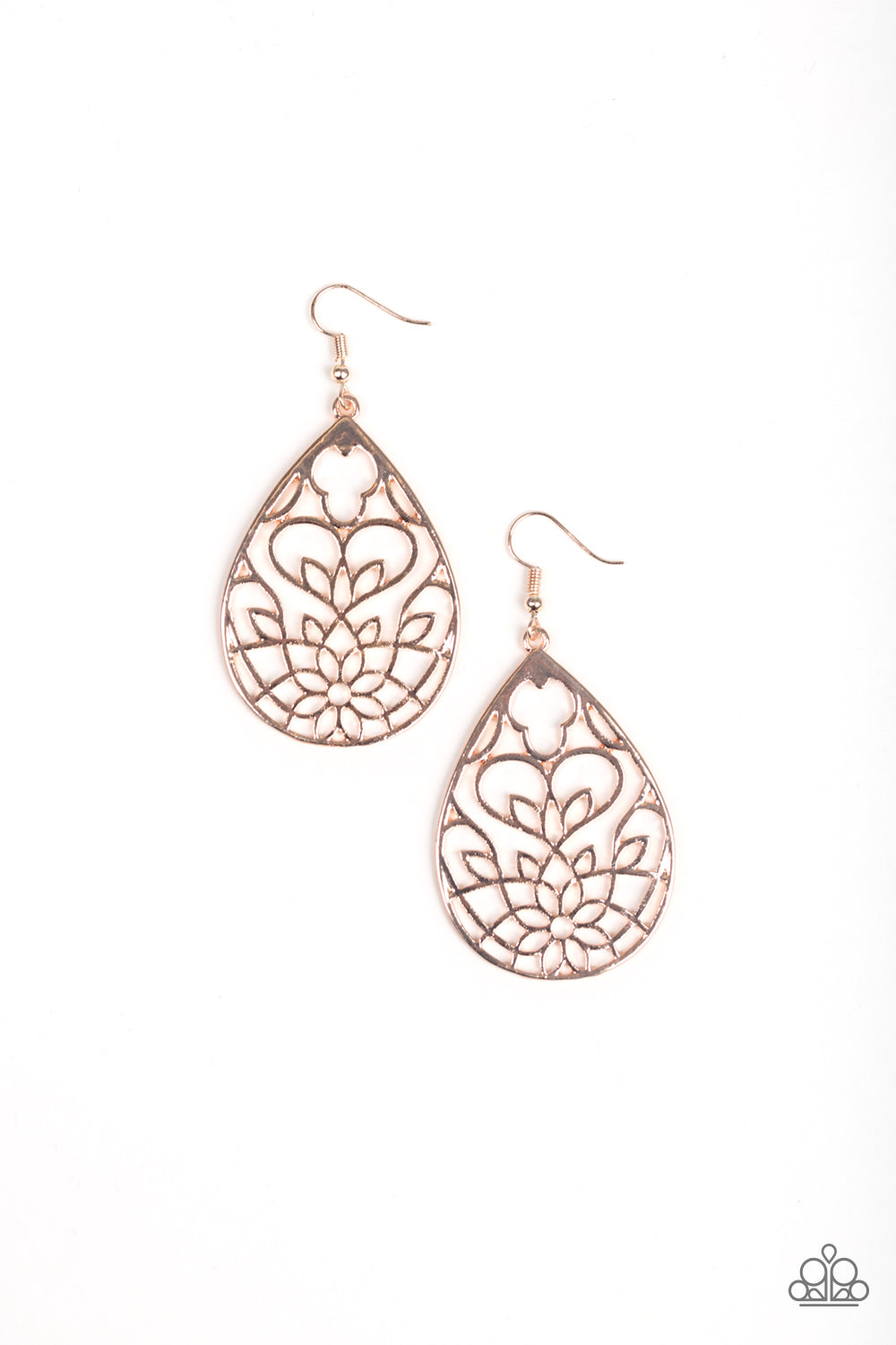 Lovely Lotus - rose gold - Paparazzi earrings