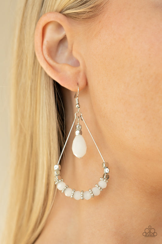 Lovely Lucidity - white - Paparazzi earrings
