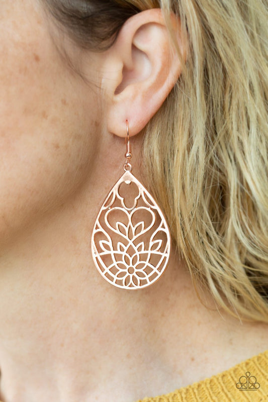 Lovely Lotus-copper-Paparazzi earrings
