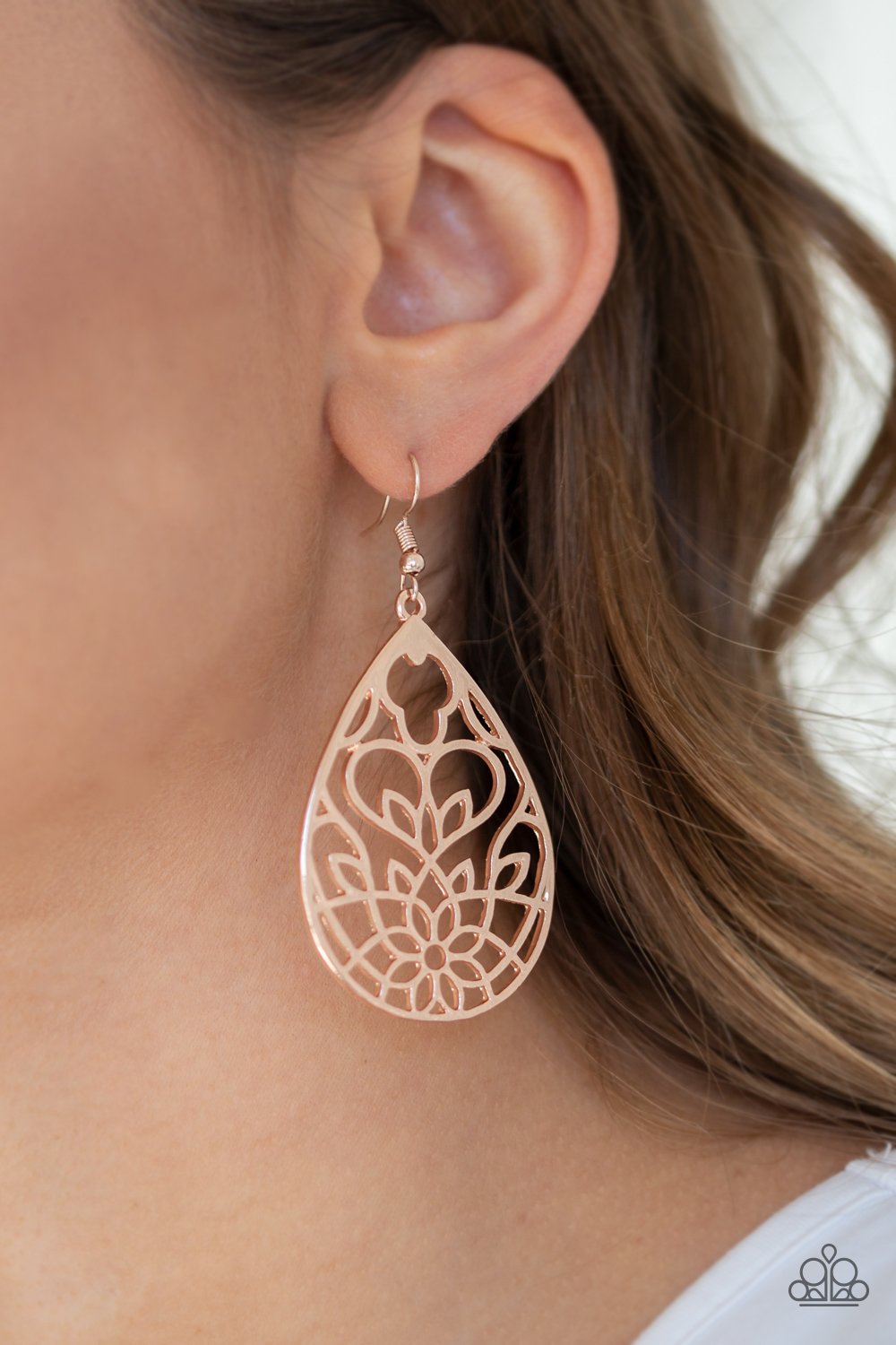 Lovely Lotus-rose gold-Paparazzi earrings