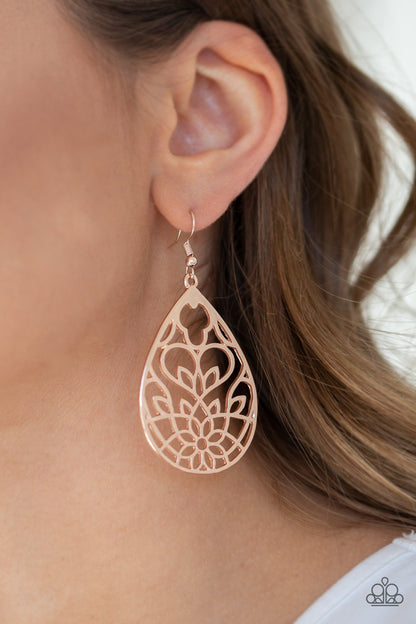 Lovely Lotus-rose gold-Paparazzi earrings