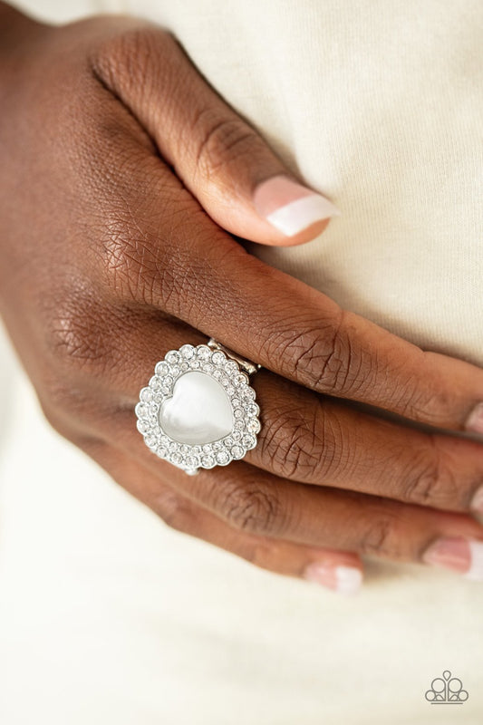 Lovely Luster-white-Paparazzi ring
