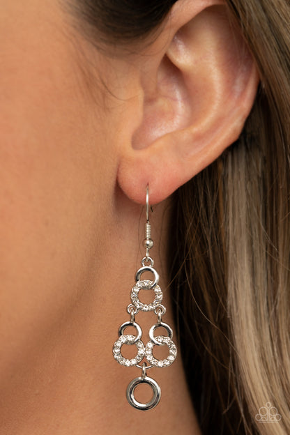 Luminously Linked - white - Paparazzi earrings