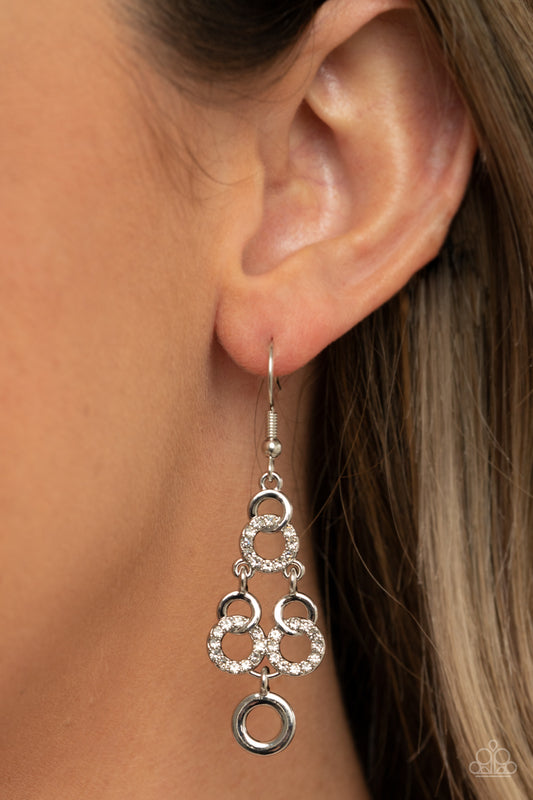 Luminously Linked - white - Paparazzi earrings