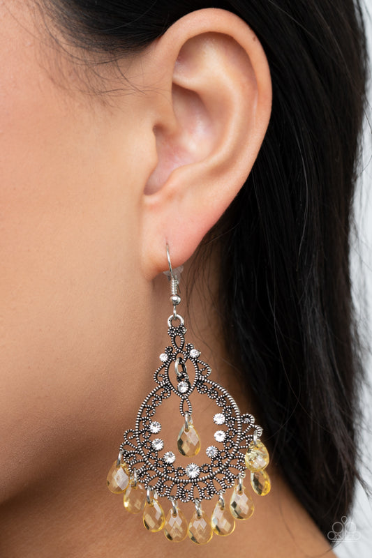 Lyrical Luster - yellow - Paparazzi earrings