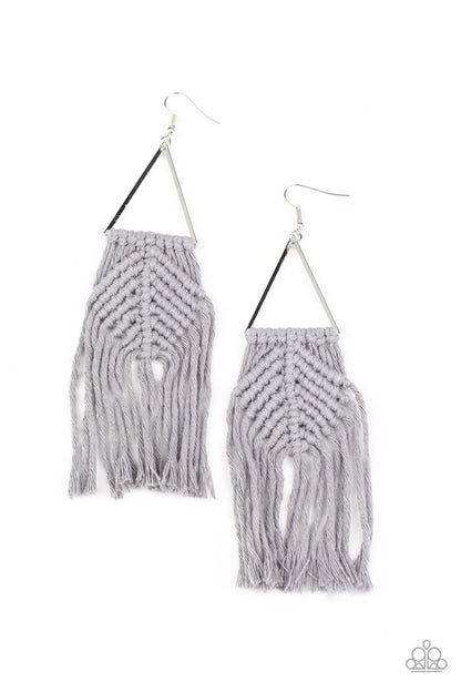 Macrame Jungle - silver - Paparazzi earrings