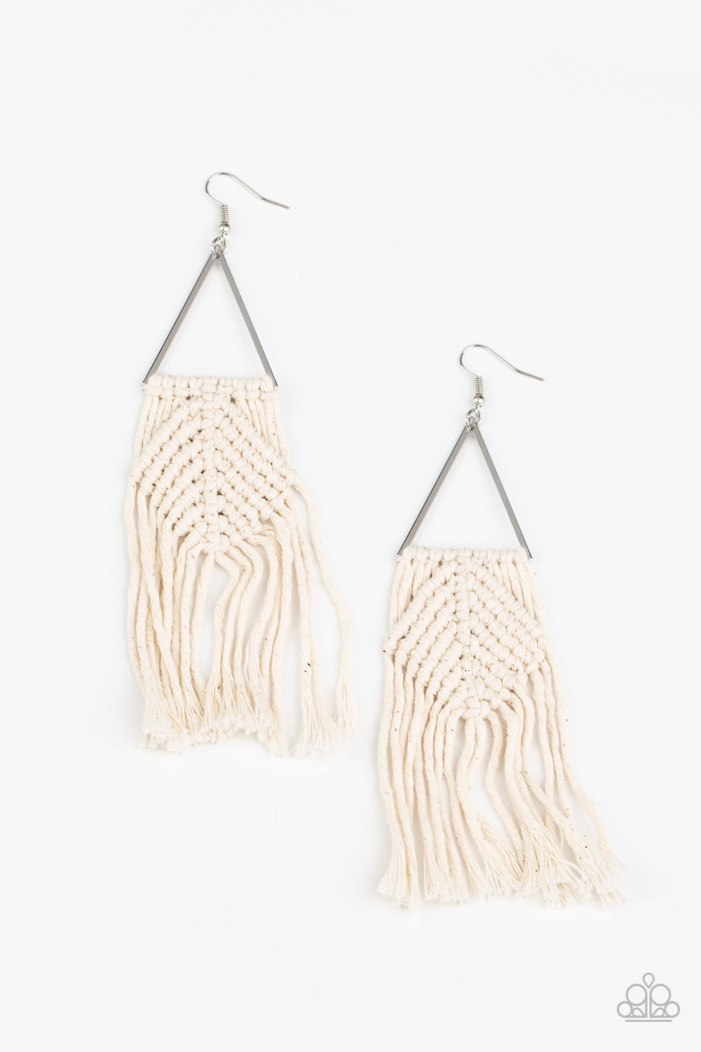 Macrame Jungle - white - Paparazzi earrings