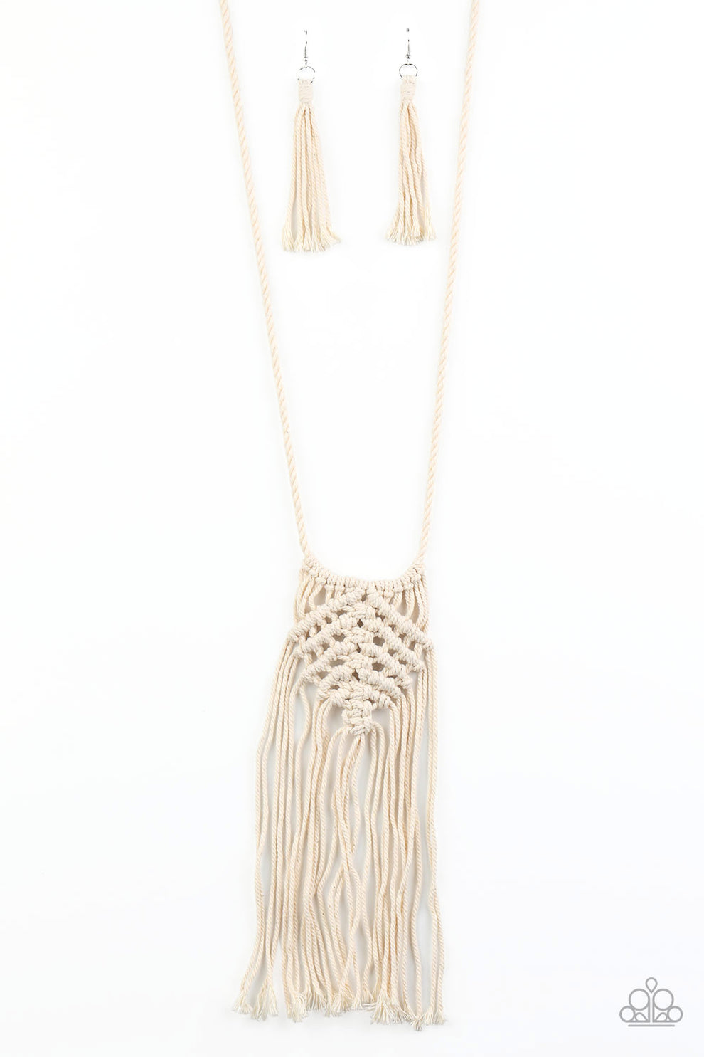 Macrame mantra white necklace Clearance