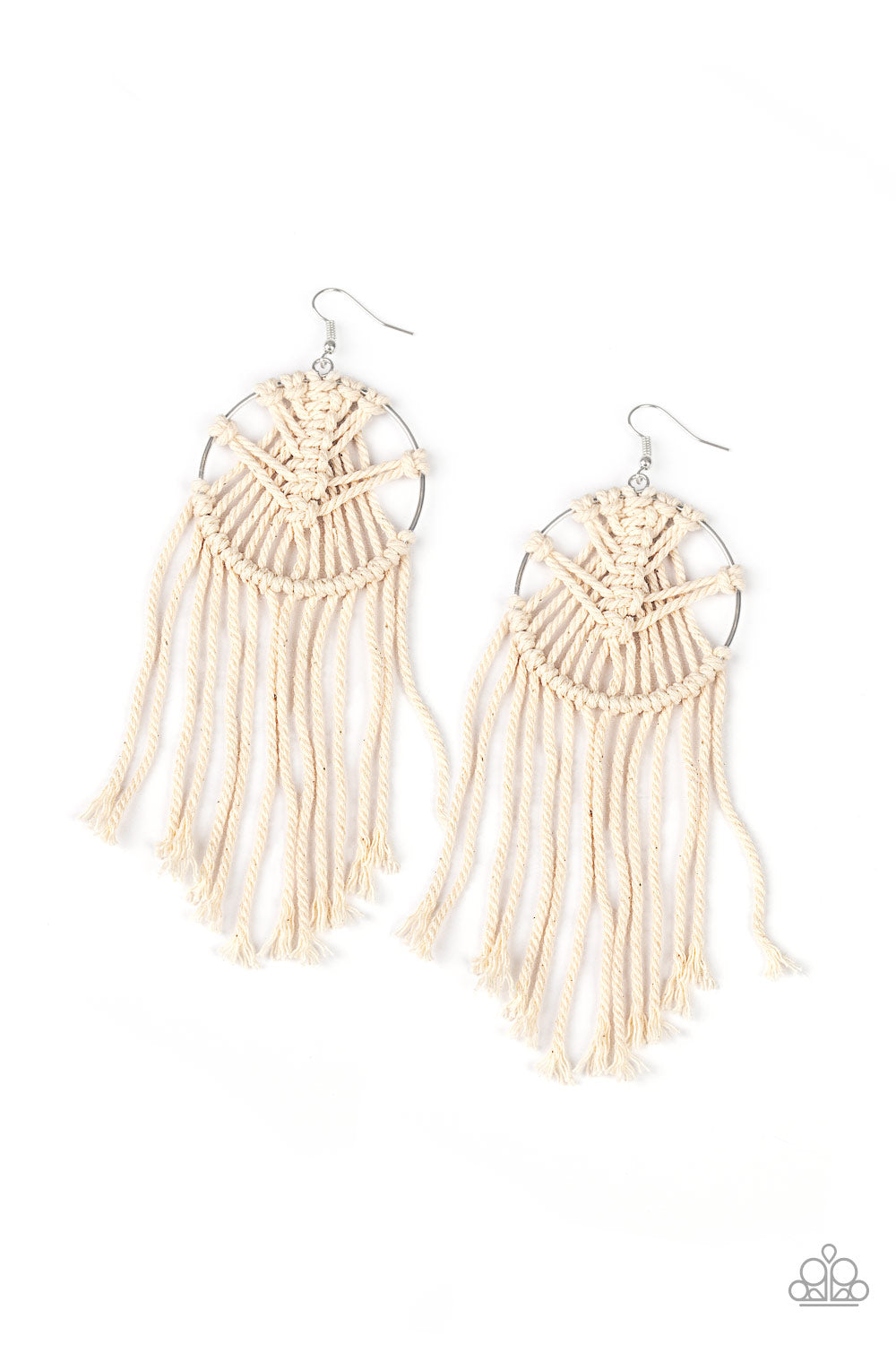 Macrame Myself and I - white - Paparazzi earrings