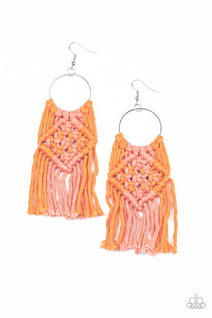 Macrame Rainbow - orange - Paparazzi earrings