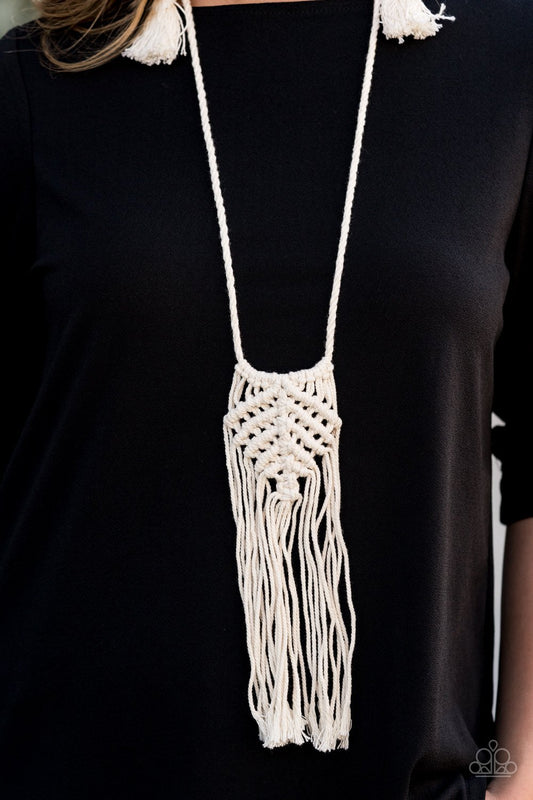 Macrame Mantra-white-Paparazzi necklace