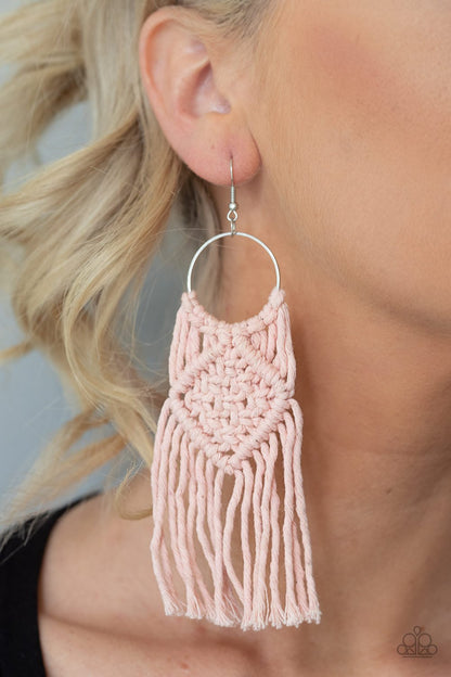 Macrame Rainbow-pink-Paparazzi earrings
