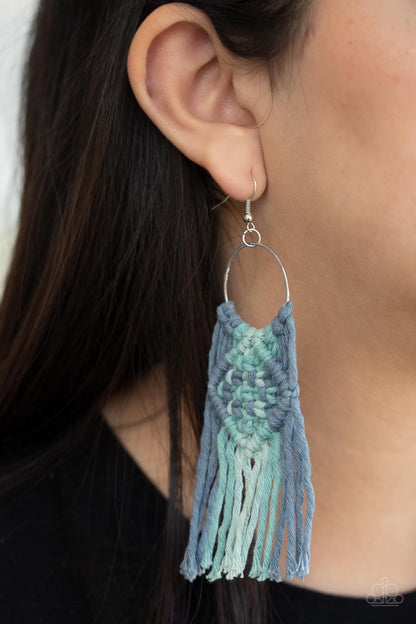 Macrame rainbow - blue - Paparazzi earrings