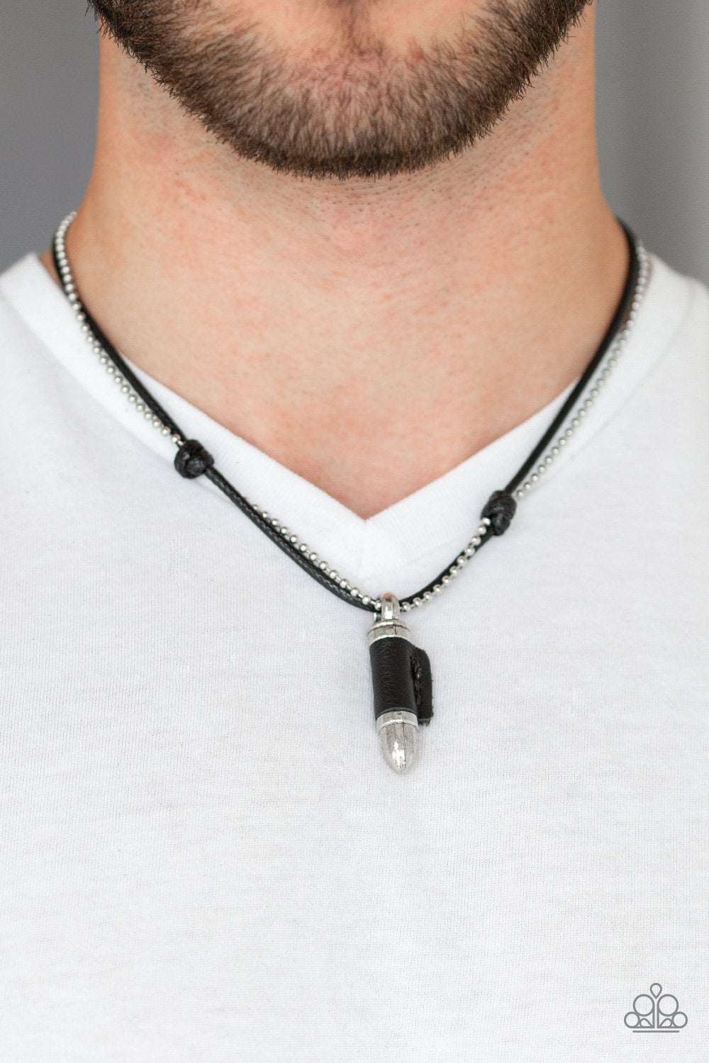 Magic Bullet-black-Paparazzi MENS necklace