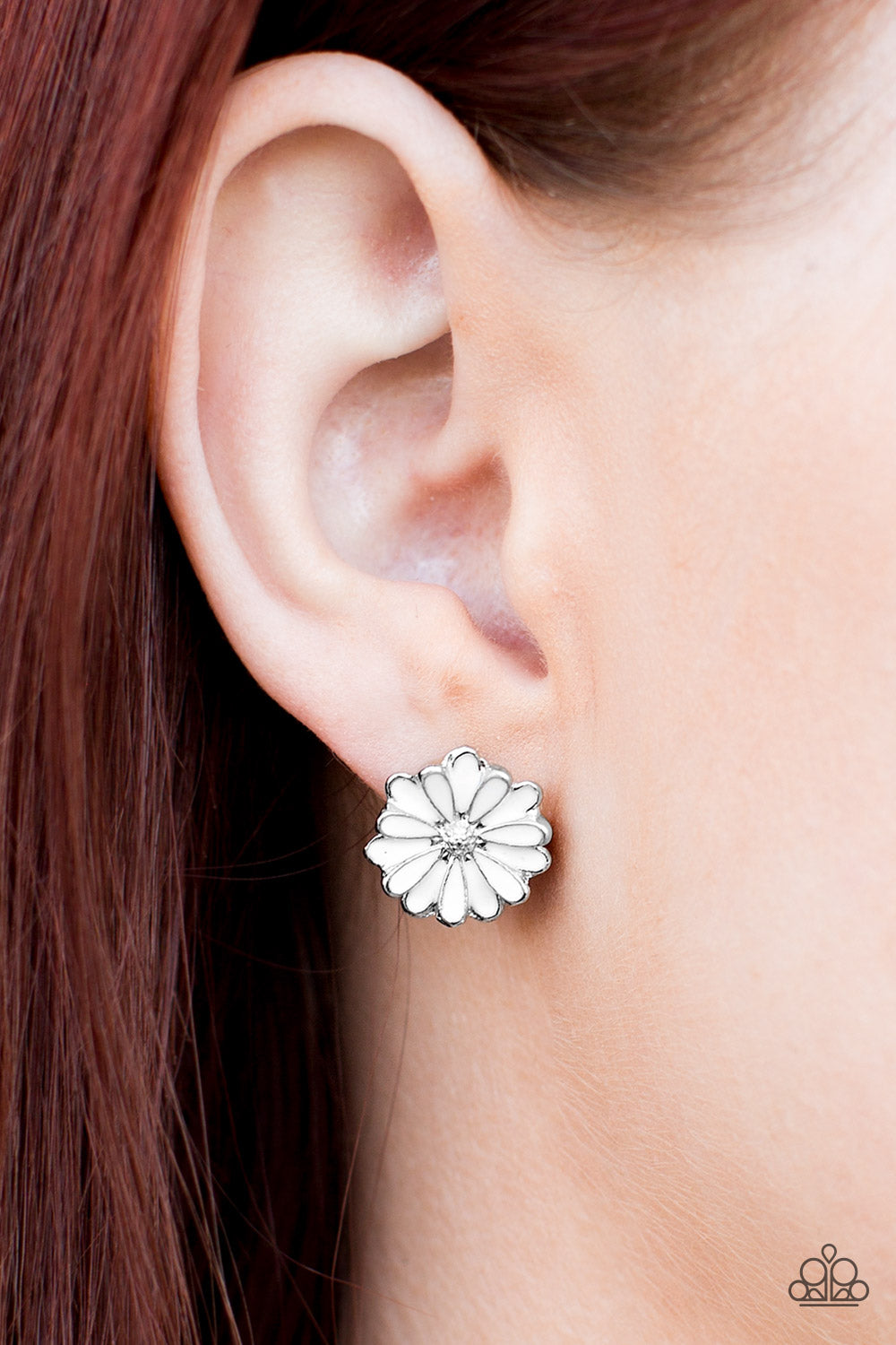 Magnificent Magnolia - white - Paparazzi earrings