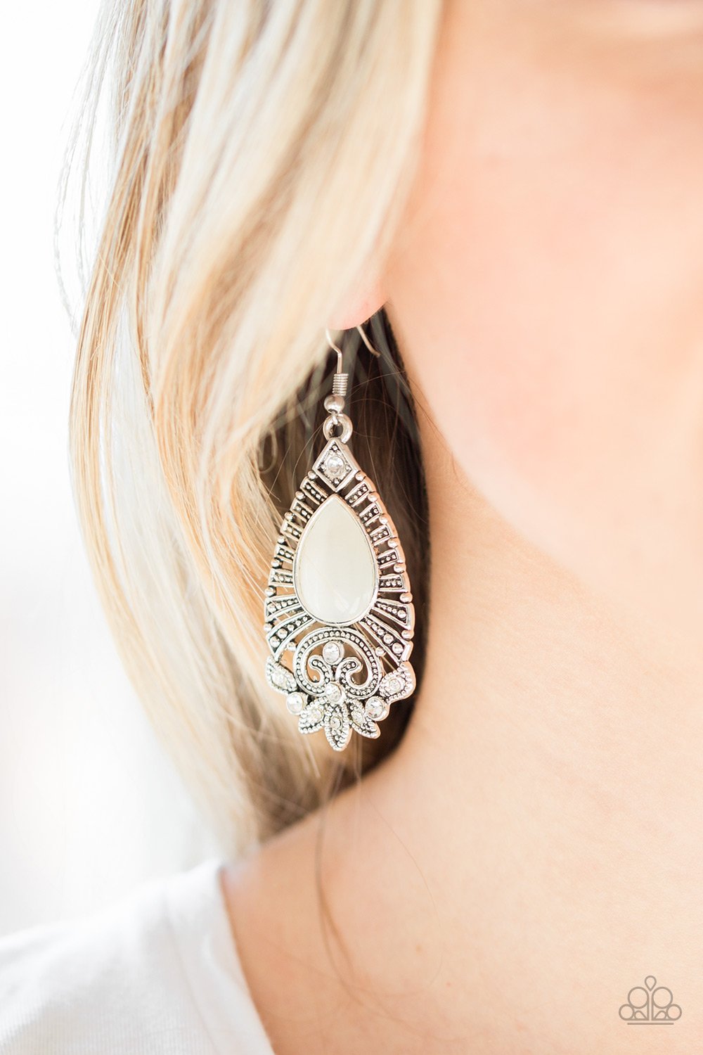 Majestically Malibu - white - Paparazzi earrings