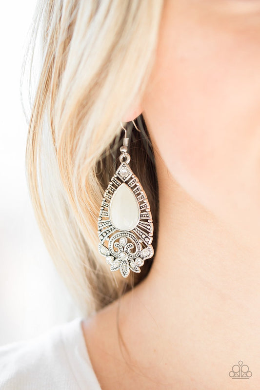 Majestically Malibu - white - Paparazzi earrings