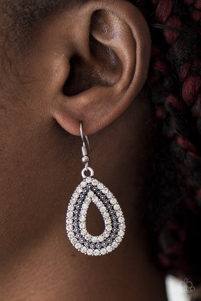 Make A GLAM Out Of You - White - Paparazzi earrings