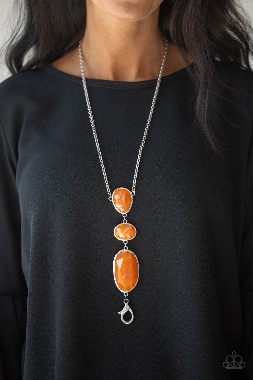 Making An Impact-orange-Paparazzi LANYARD necklace
