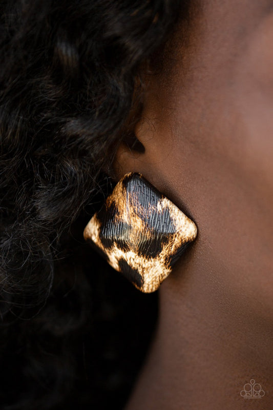 Making HISS-tory - brown - Paparazzi earrings