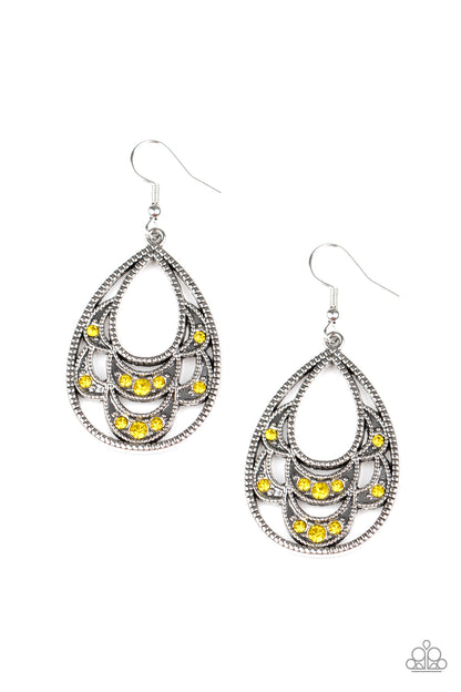 Malibu Macrame - yellow - Paparazzi earrings – JewelryBlingThing