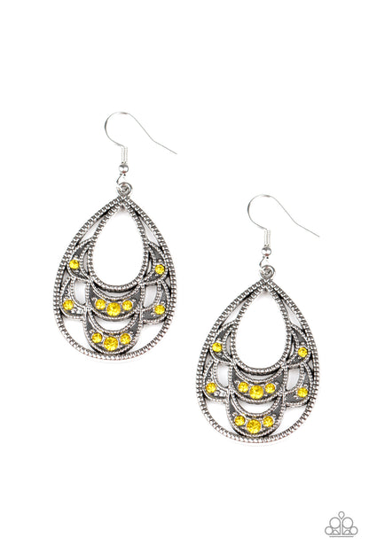 Malibu Macrame - yellow - Paparazzi earrings
