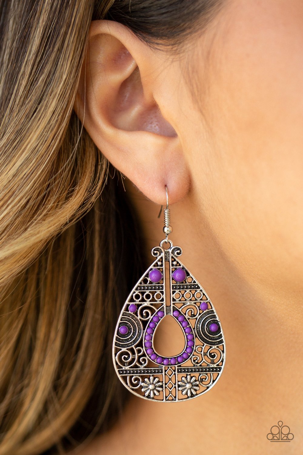 Malibu Gardens-purple-Paparazzi earrings