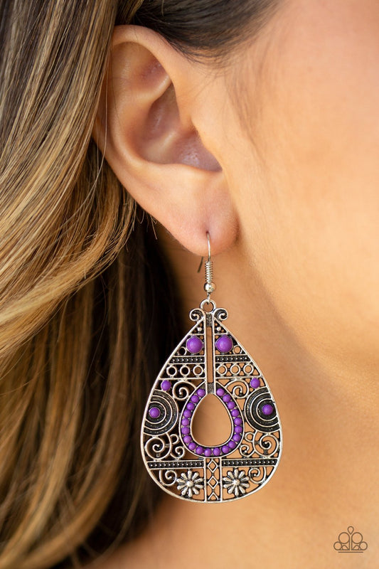 Malibu Gardens-purple-Paparazzi earrings