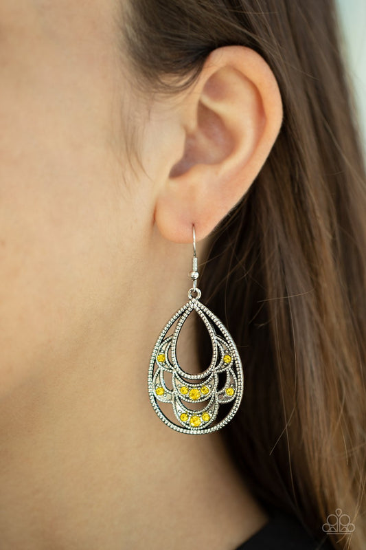 Malibu Macrame-yellow-Paparazzi earrings