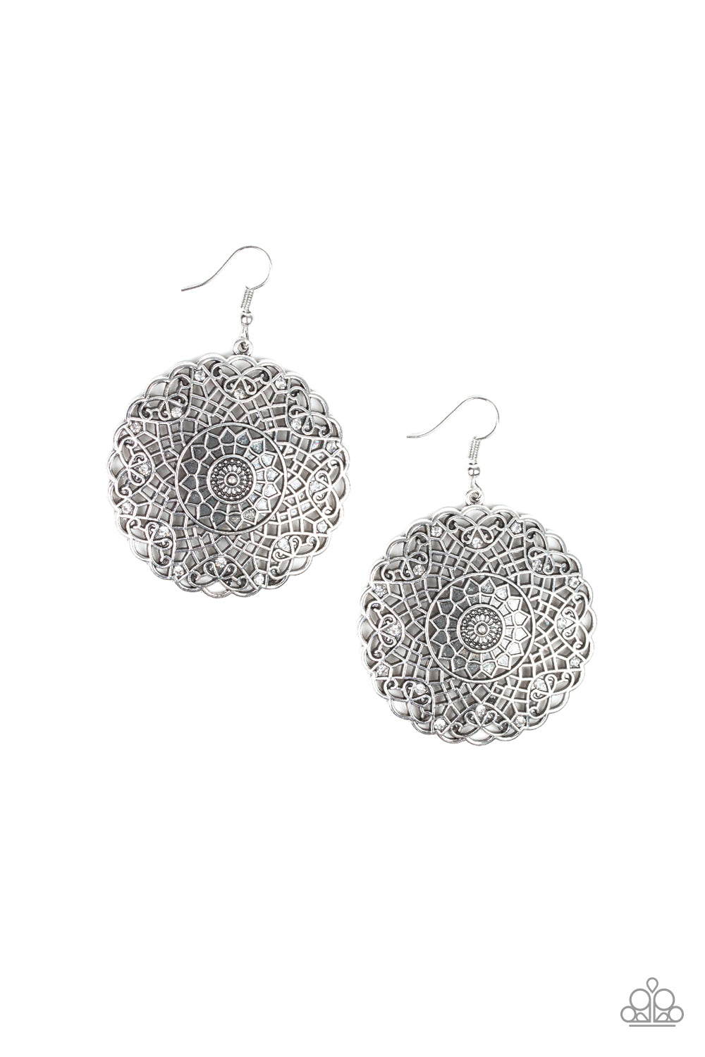 Mandala Mandalay - white - Paparazzi earrings