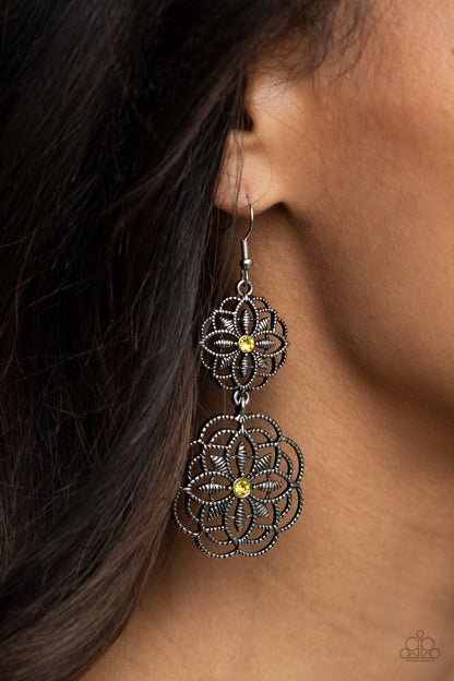 Mandala Mecca - yellow - Paparazzi earrings