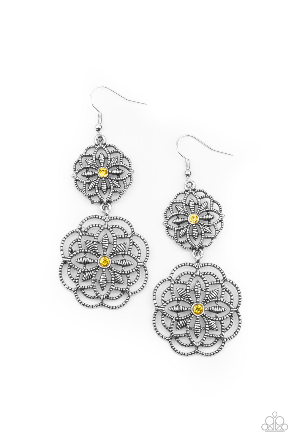Mandala Mecca - yellow - Paparazzi earrings
