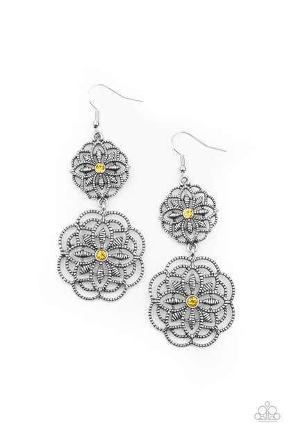 Mandala Mecca - yellow - Paparazzi earrings