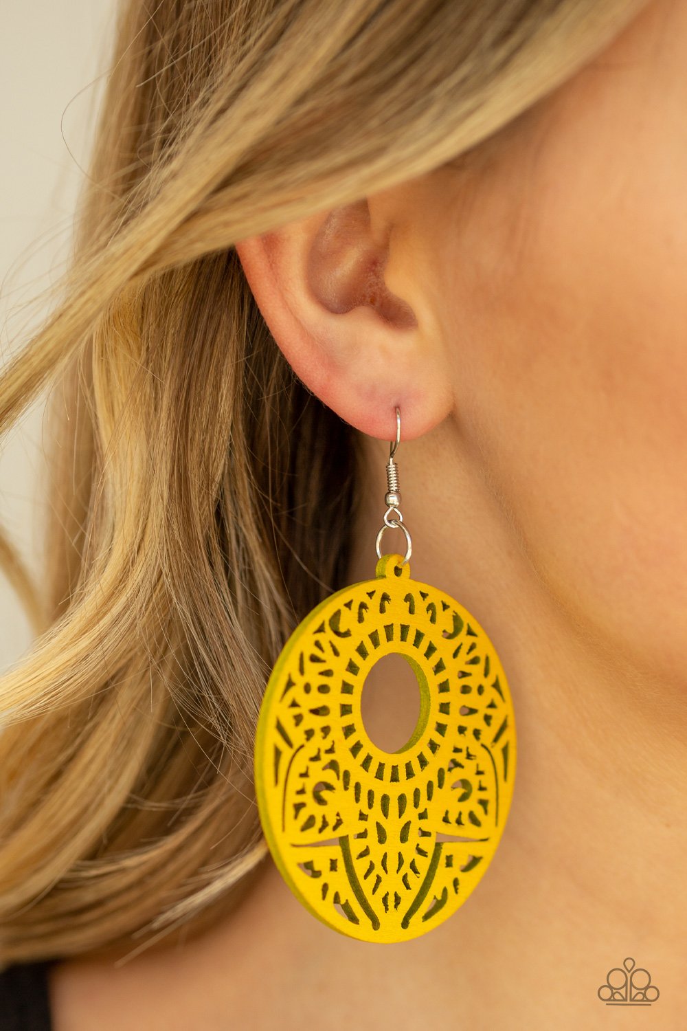 Mandala Mambo-yellow-Paparazzi earrings