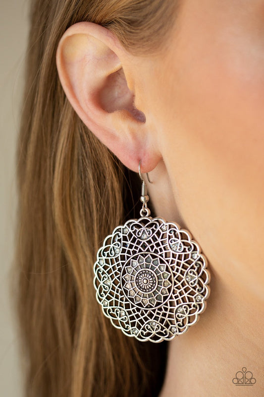 Mandala Mandalay-white-Paparazzi earrings