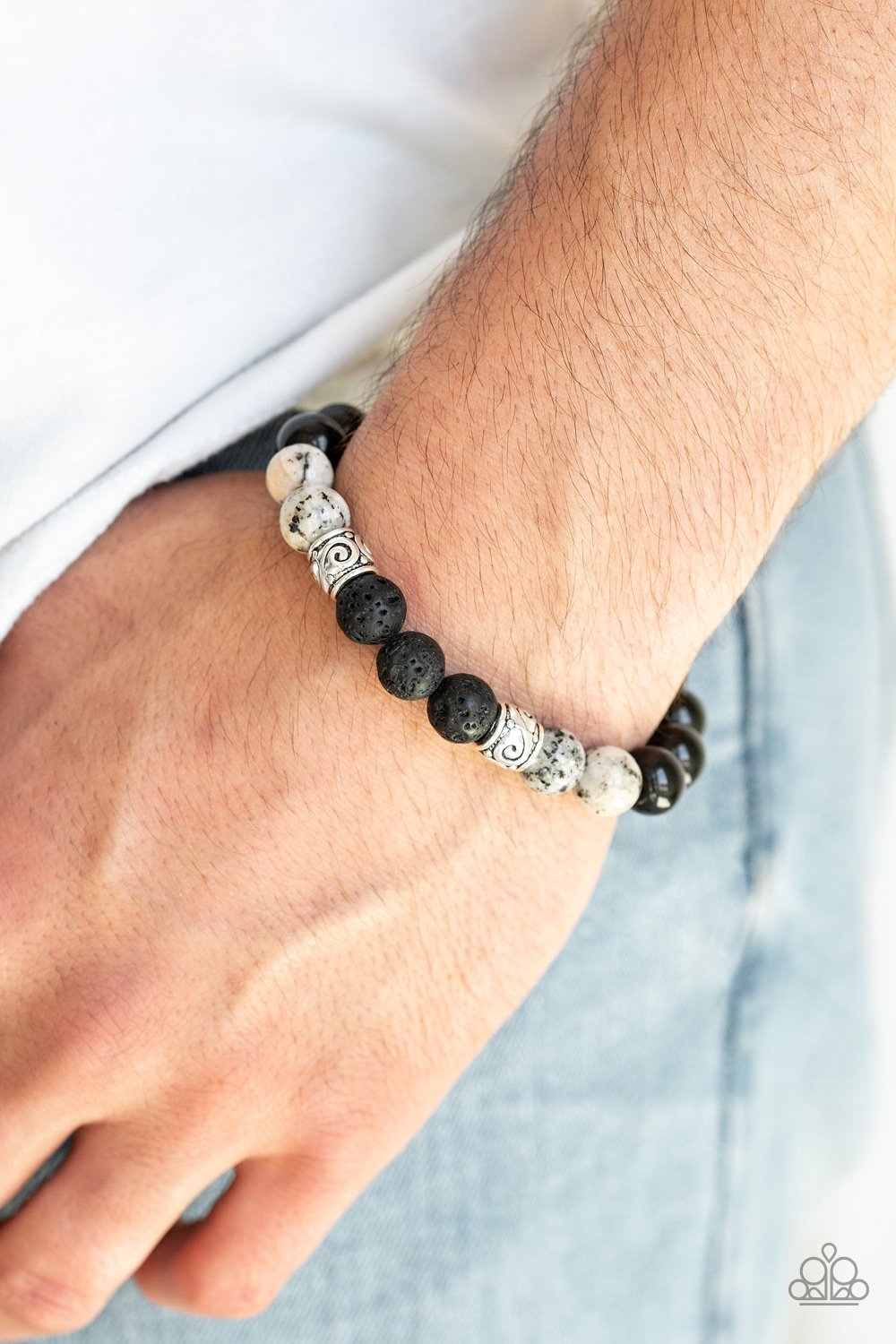 Mantra-white-Paparazzi mens bracelet