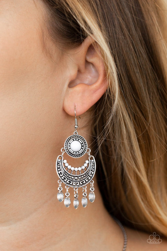 Mantra to Mantra - white - Paparazzi earrings