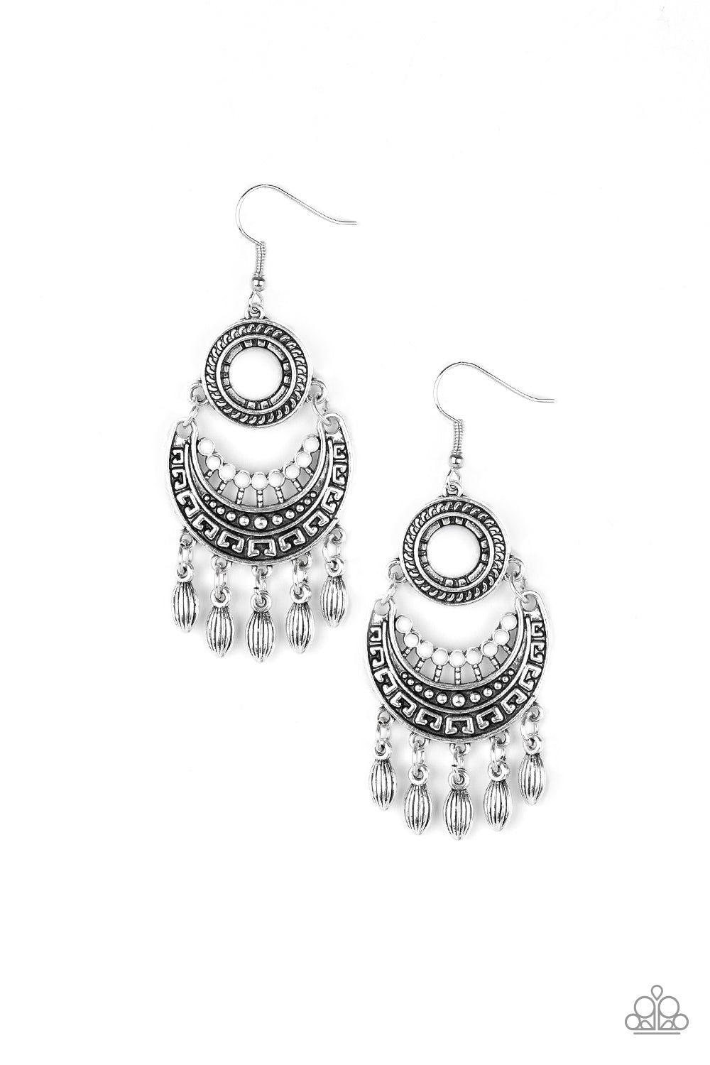 Mantra to Mantra - white - Paparazzi earrings