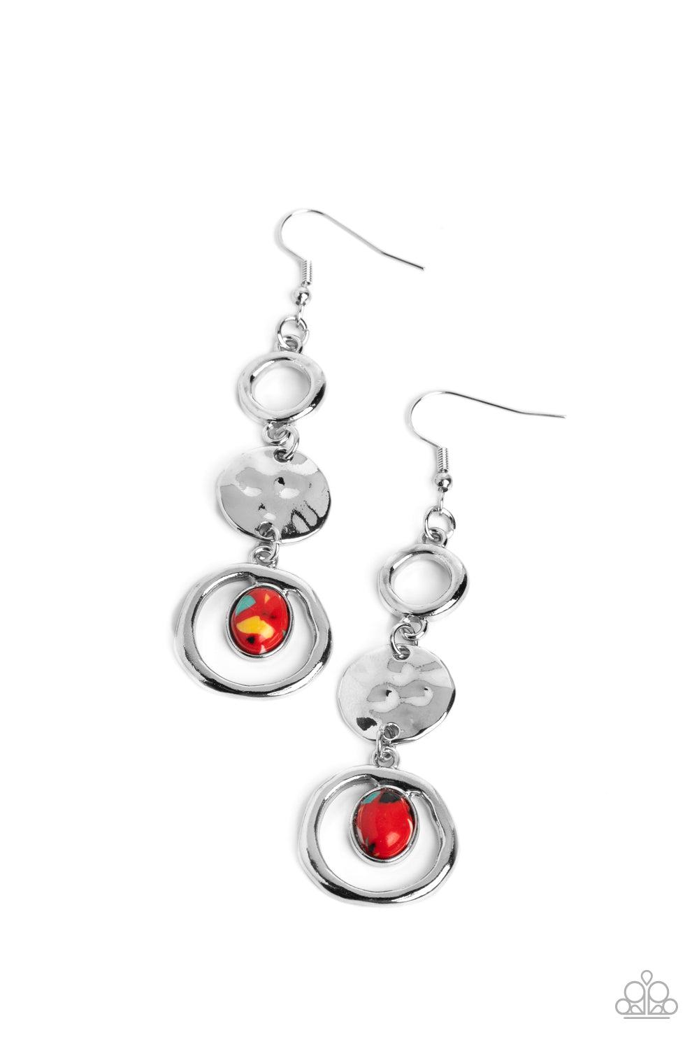 Marble Montage - red - Paparazzi earrings