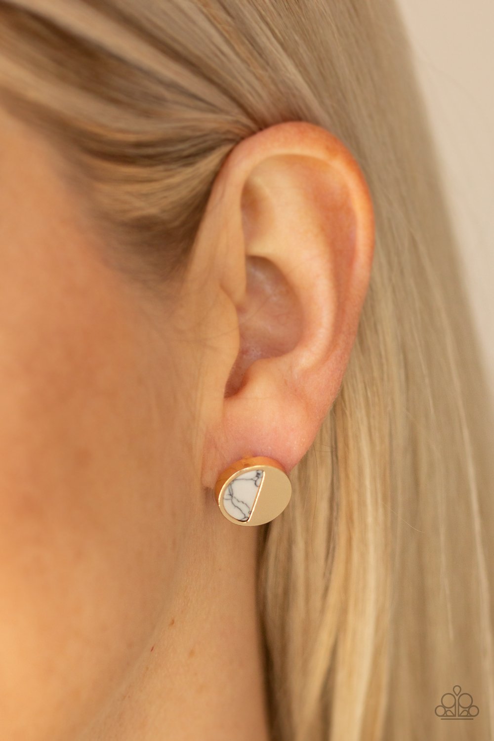 Marble Minimalist-white-Paparazzi earrings