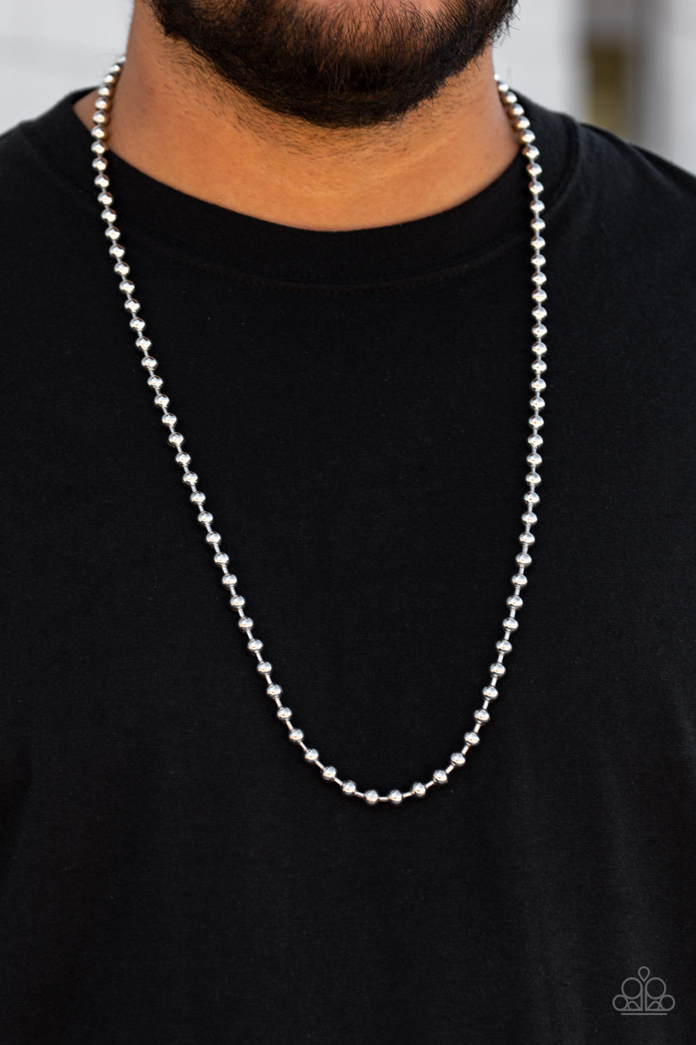 Mardi Gras Madness - silver - Paparazzi MENS necklace