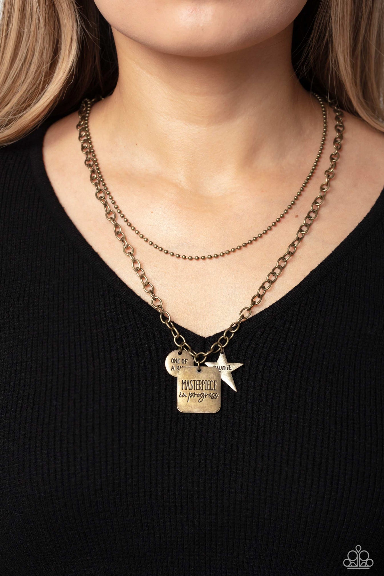 Masterpiece in Progress brass Paparazzi necklace JewelryBlingThing