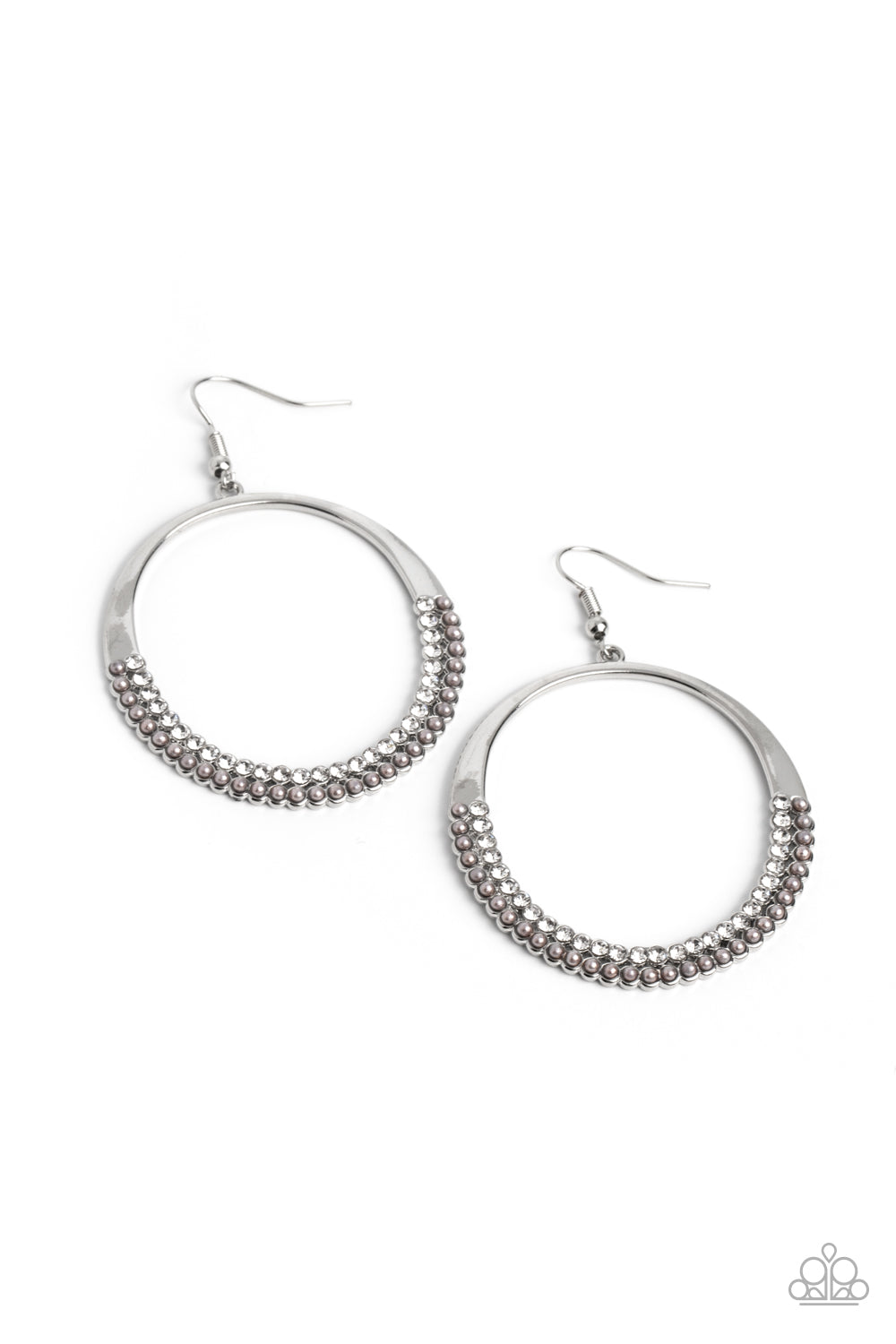 Material PEARL - silver-  Paparazzi earrings