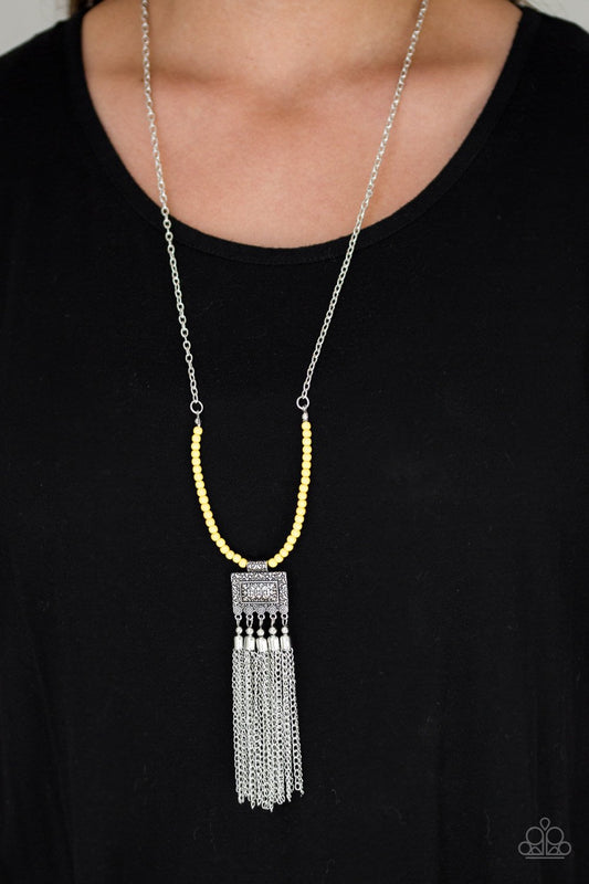 Mayan Masquerade-yellow-Paparazzi necklace