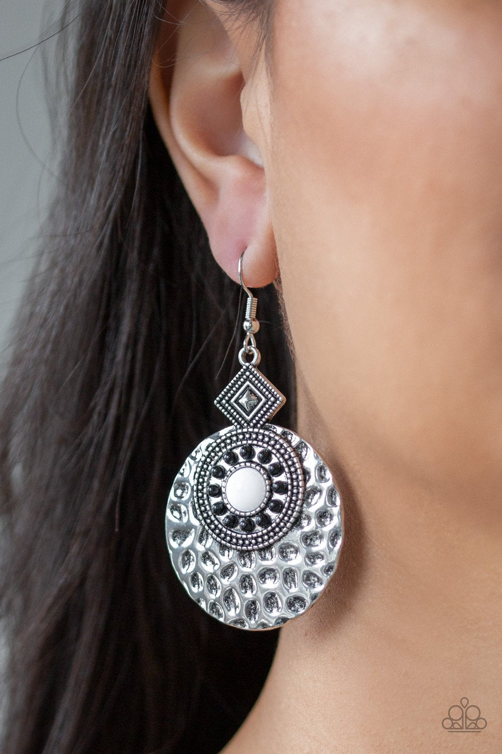 Mayan Mood-white-Paparazzi earrings