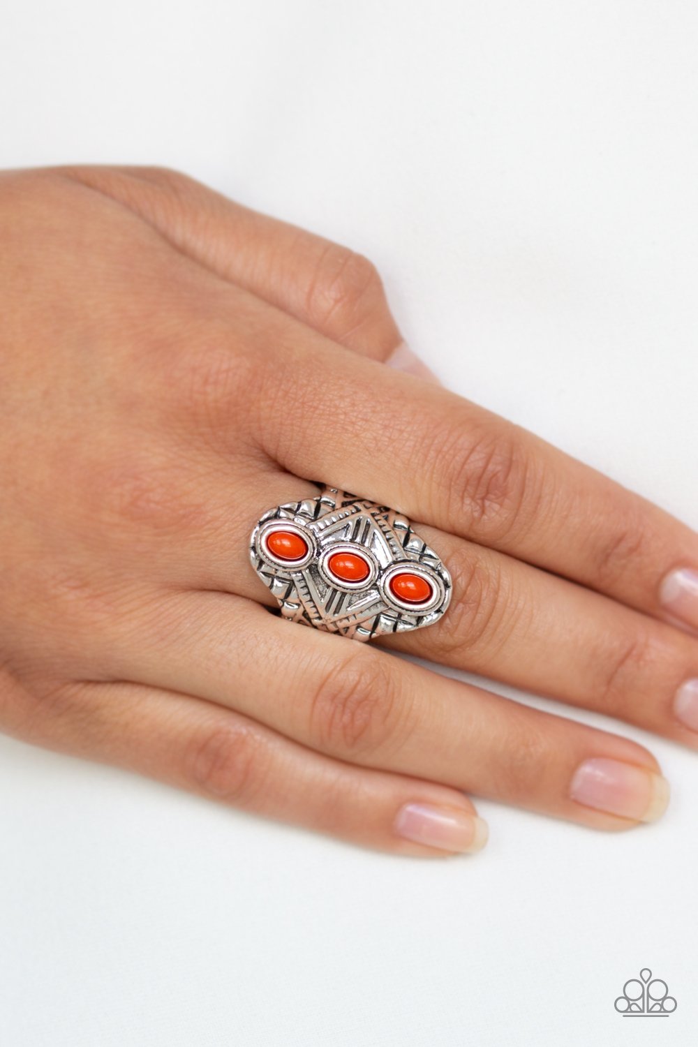 Mayan Motif-orange-Paparazzi ring