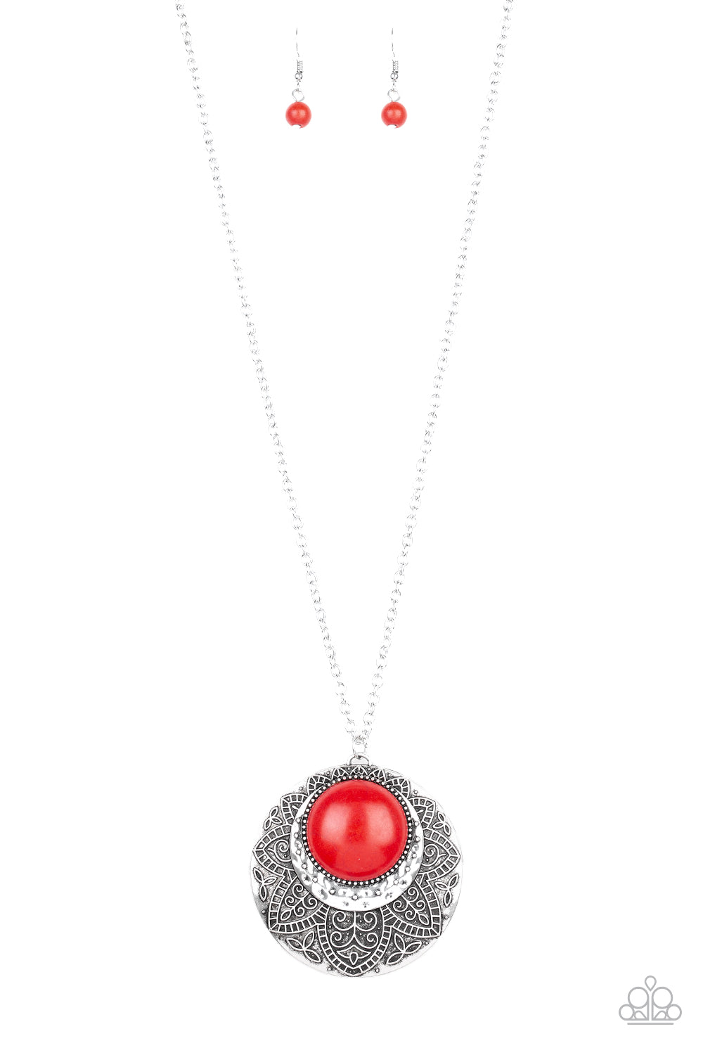 Medallion Meadow - red - Paparazzi necklace