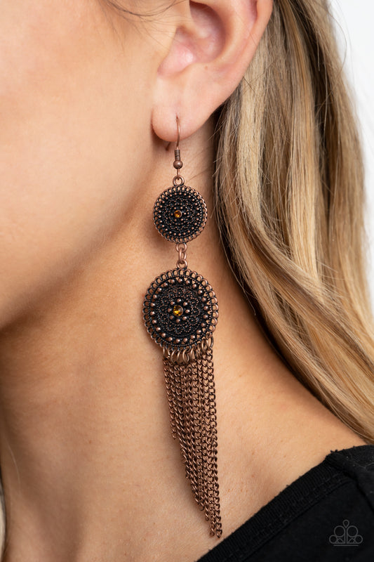 Medallion Mecca - copper - Paparazzi earrings